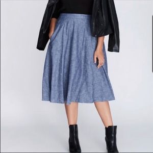 Lane Bryant Chambray Circle Skirt - 18 Plus Midi